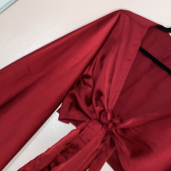 Satin Effect Cross Tie Blouse - Picture 2 of 9